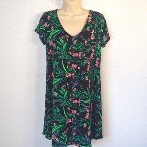 Soma  Size XS Pajama Sleepshirt Nightgown Cool Nights Black Floral